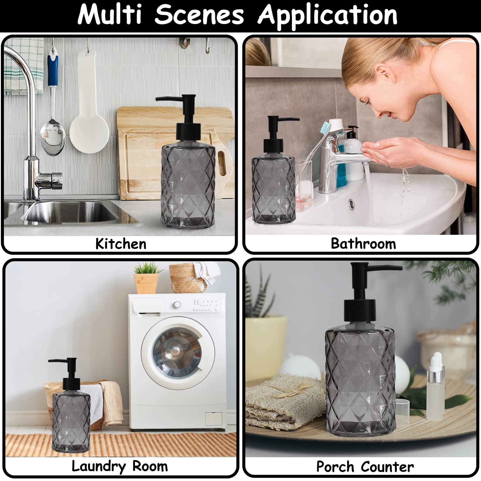 Glass Soap Dispenser with Black Plastic Pump
