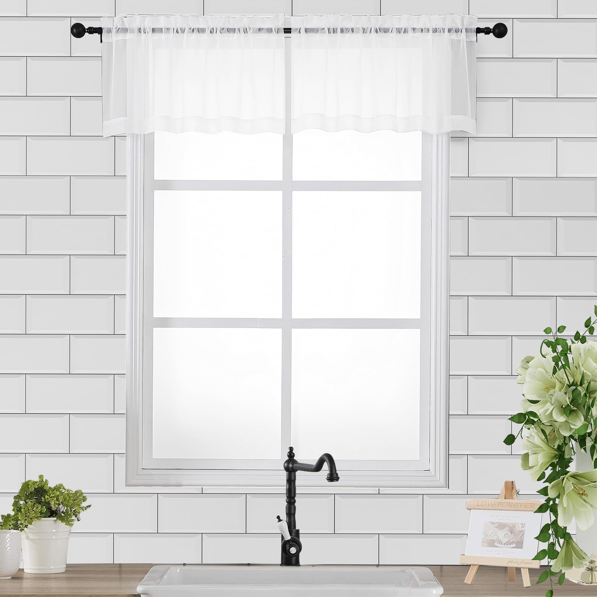 White Sheer Valance for Windows (2 Count)