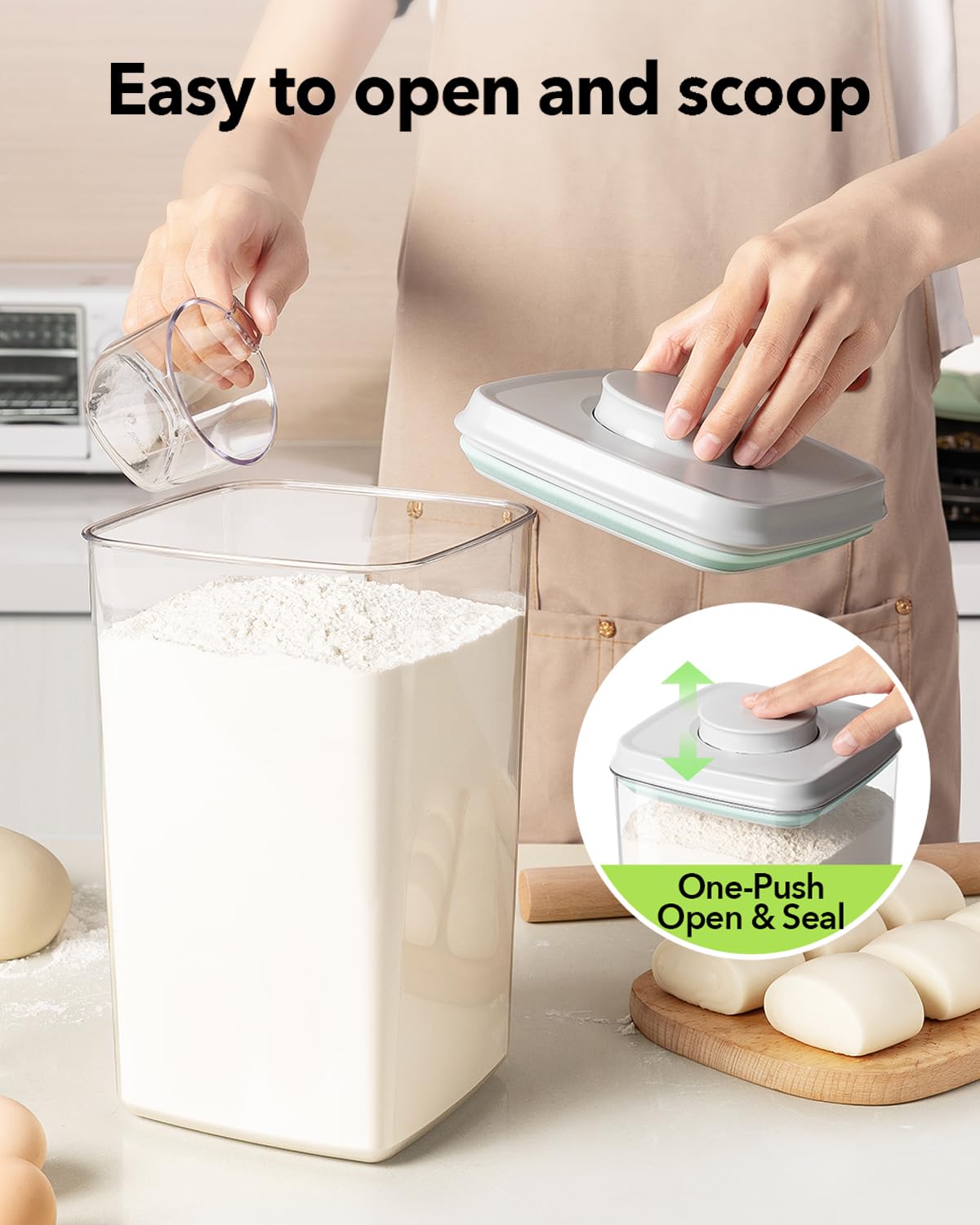 Airtight Food Storage Container with Pop Lid & 130ml Scoop (2 Count)