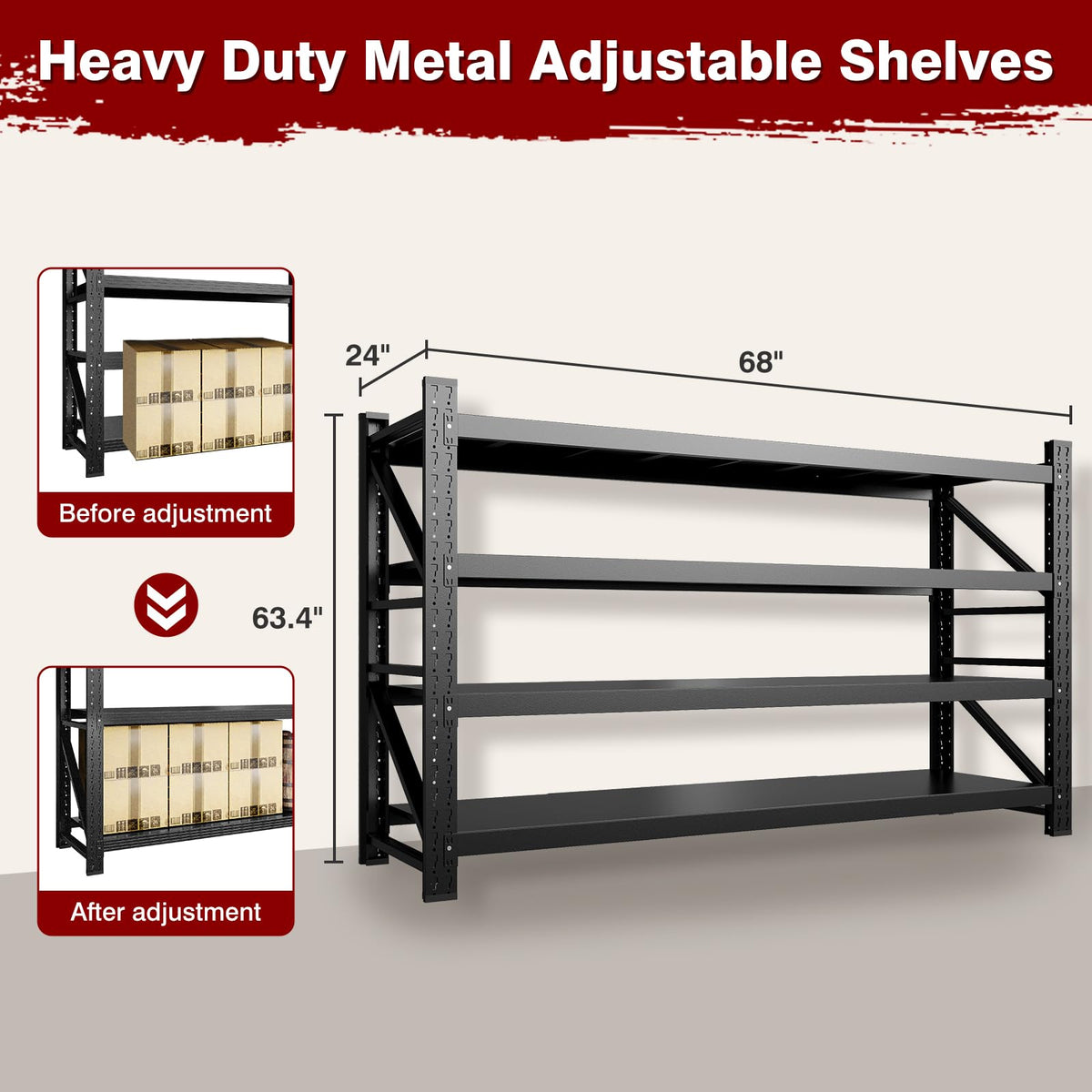 8000LBS Metal Steel Storage Shelves (4 Count)