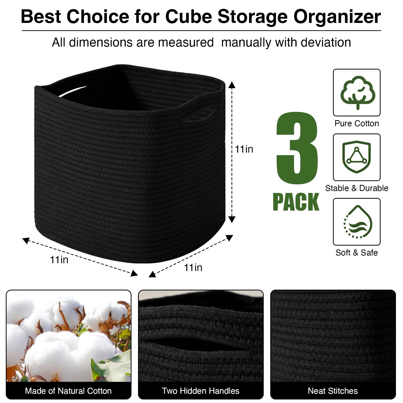 11 Inch Cube Storage Bins (3 Count)