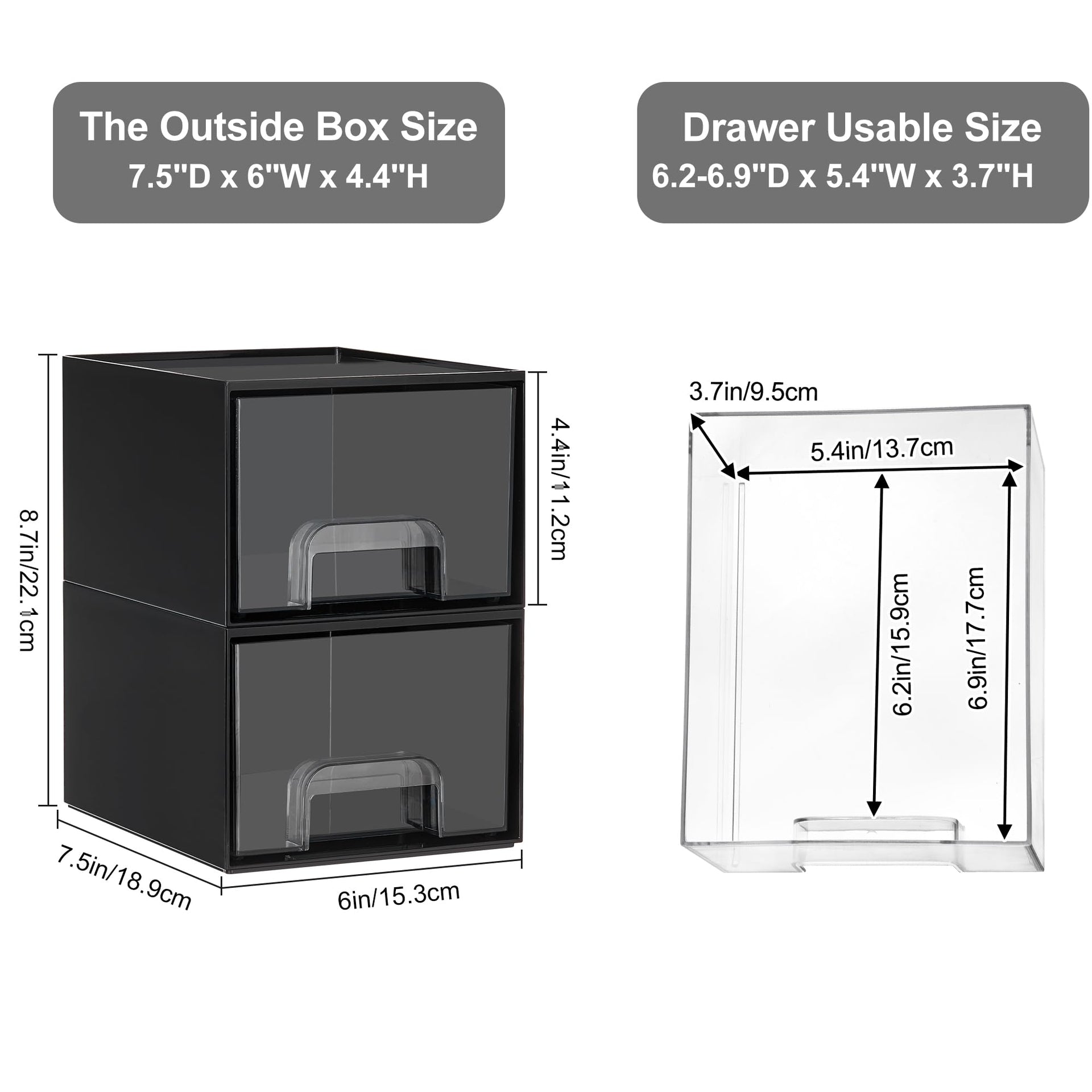 Black Small Stackable Storage Drawers for Cologne Organizer (4 Count)