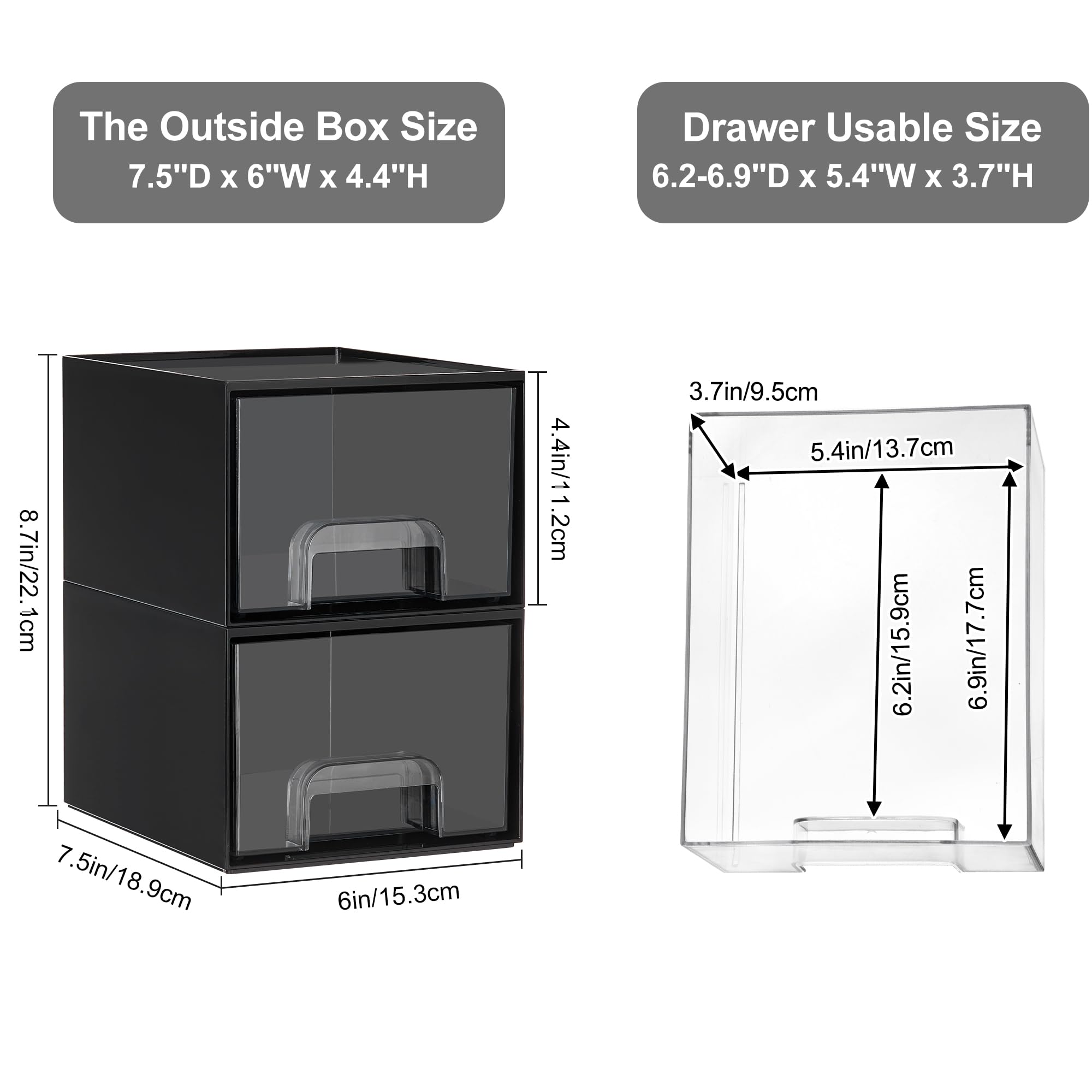 Black Small Stackable Storage Drawers for Cologne Organizer (4 Count)