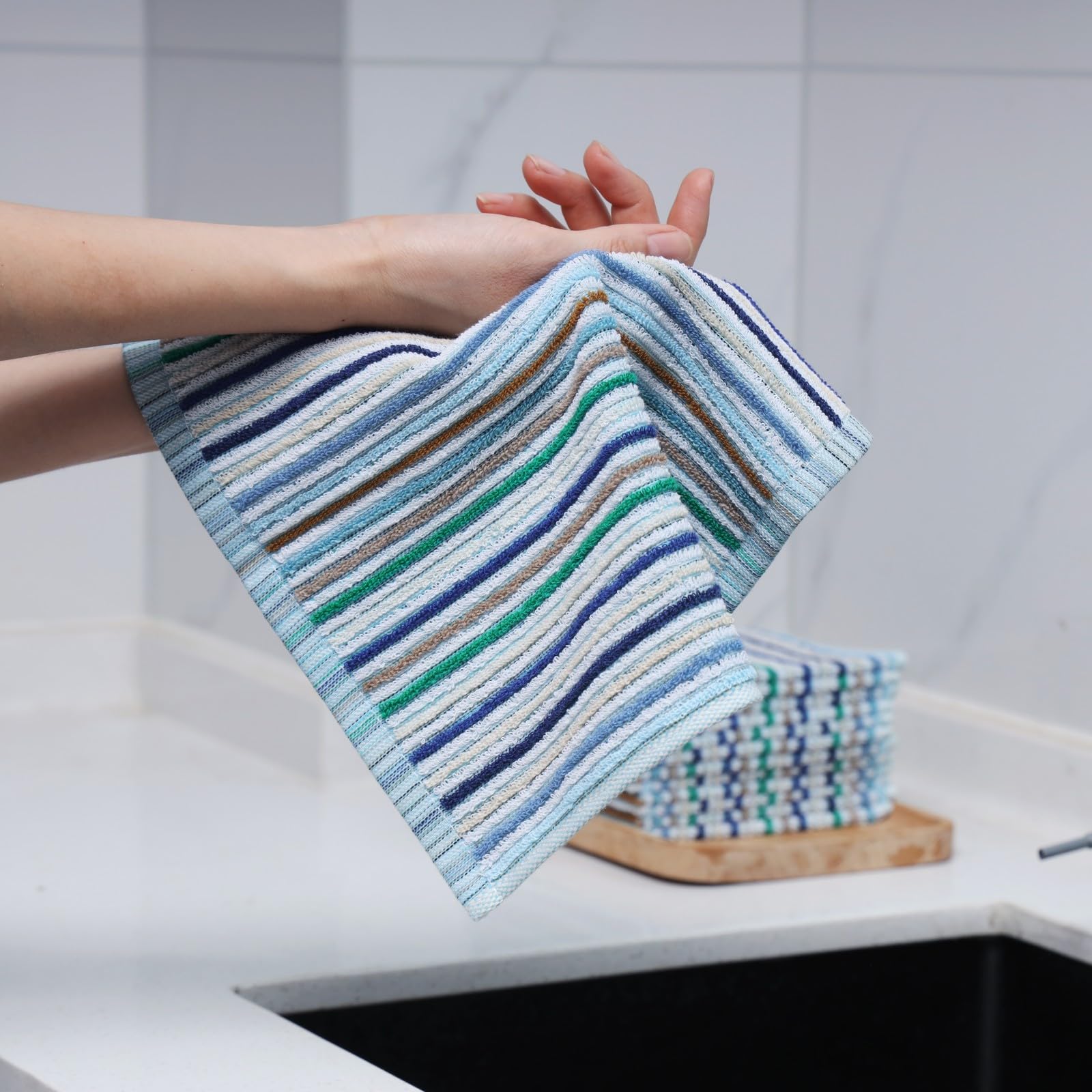 Kitchen Rags Dish Cloths for Washing Wiping Cleaning Towels (8 Count)