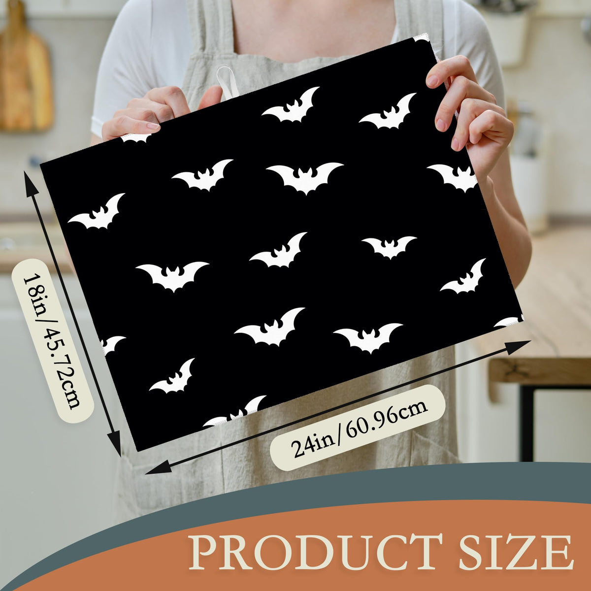 Halloween Black White Dish Drying Mats 18x24 Inch