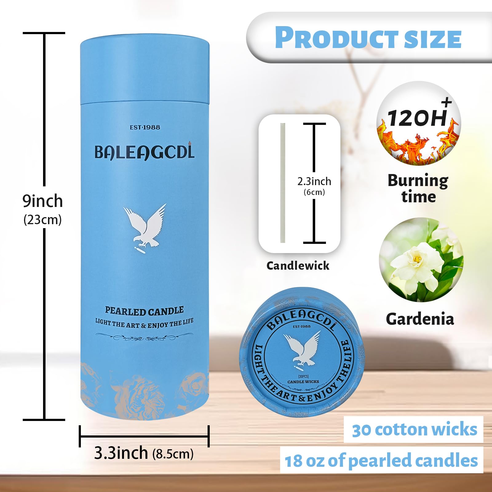 White Pearled Candle 18oz Luxury Sand Candle Granulated Wax (18 Ounce)
