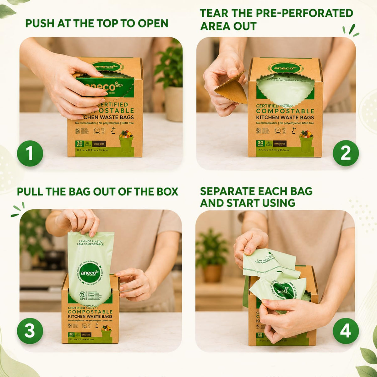Compostable Trash Bags 4 Gallon (100 Count)