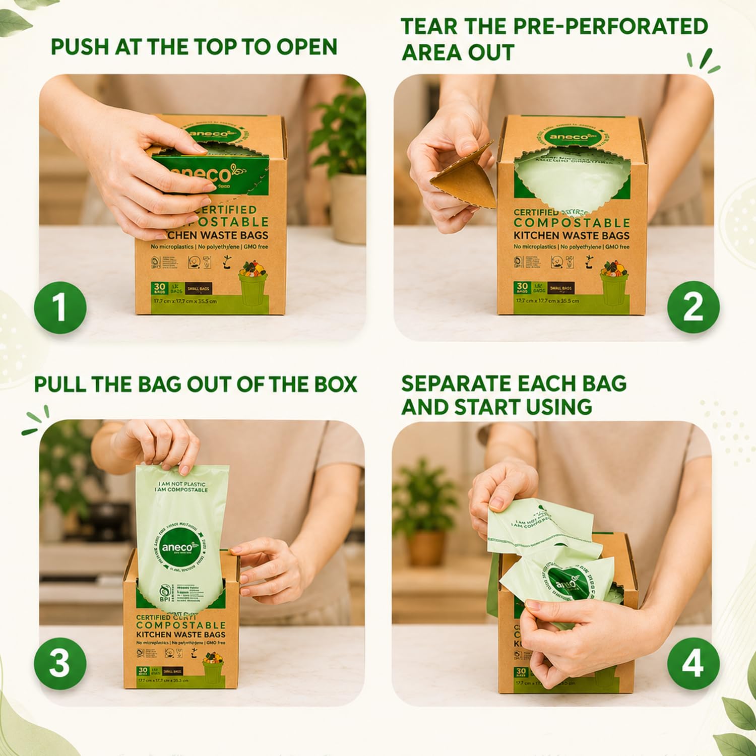 Compostable Trash Bags 4 Gallon (100 Count)