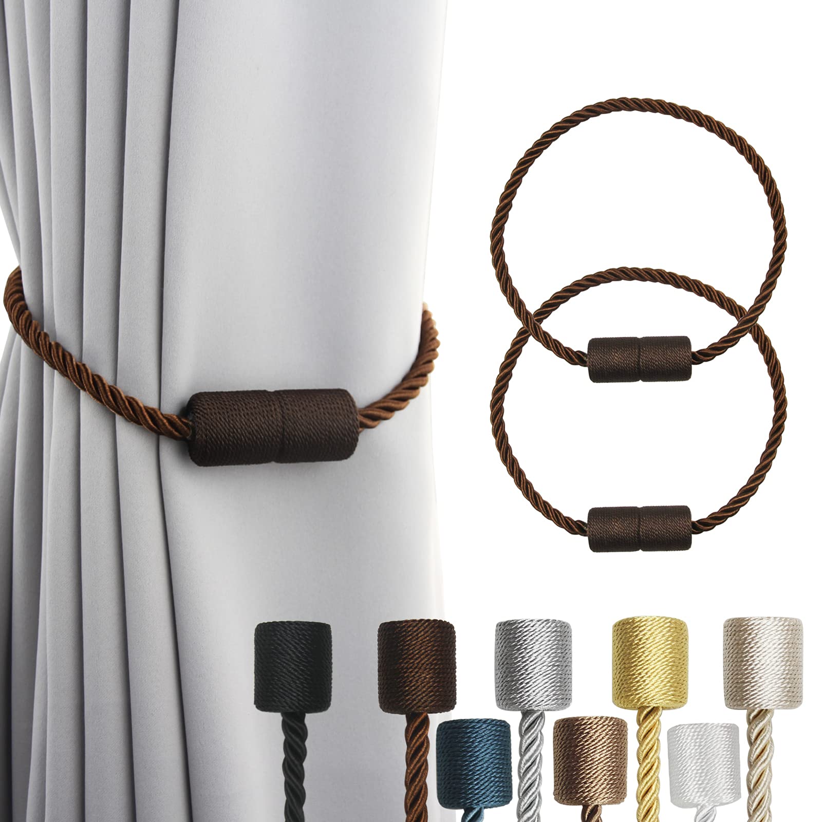 Magnetic Curtain Tiebacks Holdbacks Decorative Tie Backs for Windows Porlau (2 Count)