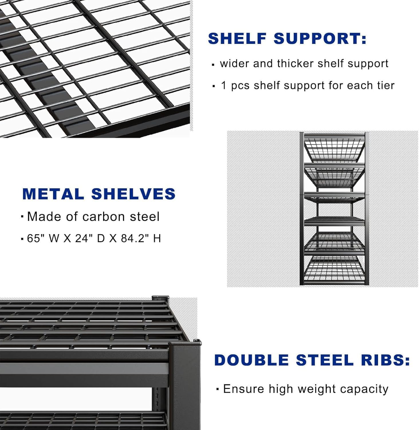 65" W Garage Shelving Heavy Duty