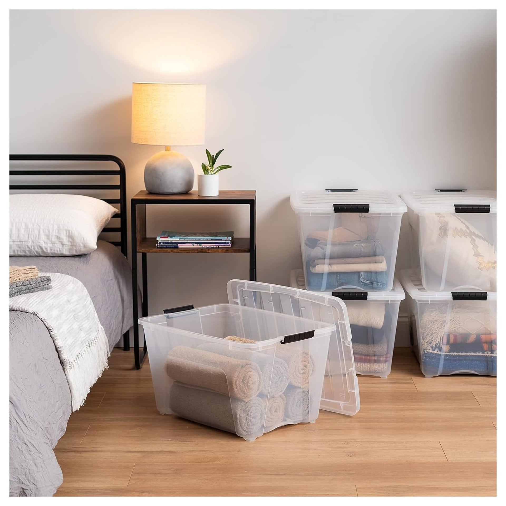 6 Pack 54 Quart Storage Bins with Lids (6 Count)