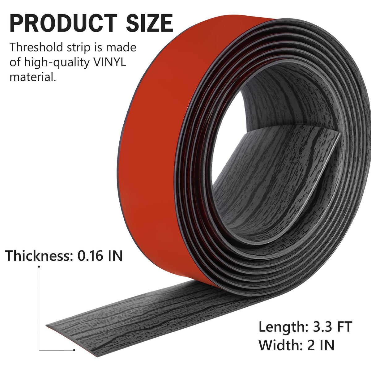 3.3Ft Floor Transition Strip Self Adhesive Vinyl Cover Floor Strip Flat Divider Transition Strip Wood Grain Design for Laminate Floor Gaps and Doorway Transitions (3.3 Foot)