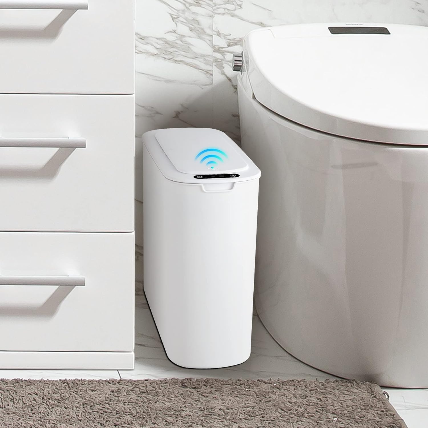 Automatic Small Bathroom Trash Can with Lid