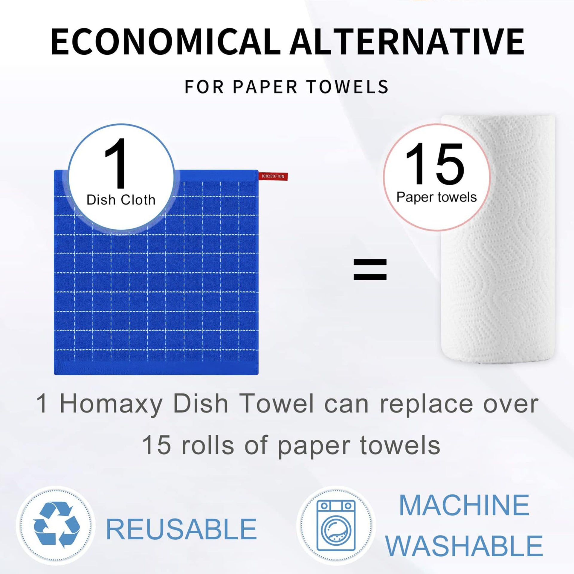 100% Cotton Terry Kitchen Dish Cloths (8 Count)