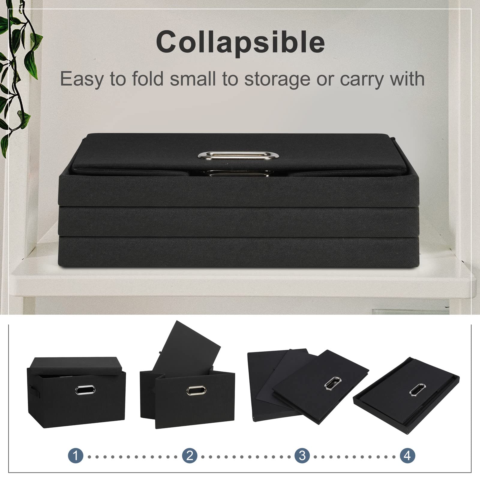 Medium 15" 21 Quart Collapsible Stackable Storage Bins with Lids