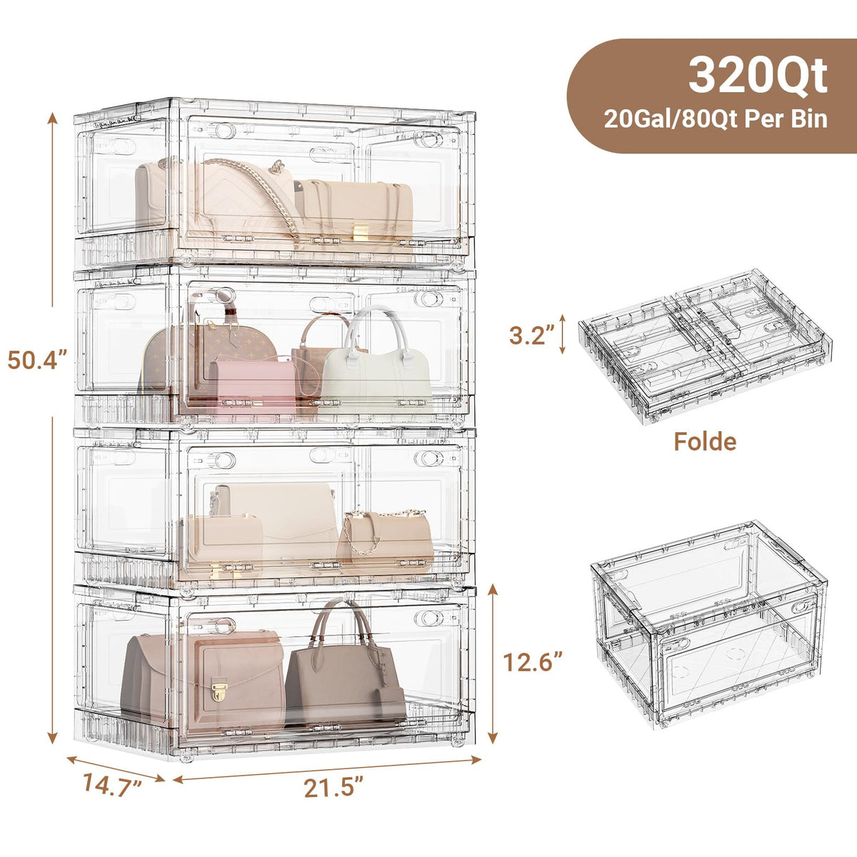 320Qt Stackable Storage Bins with Lids Wheels (4 Count)