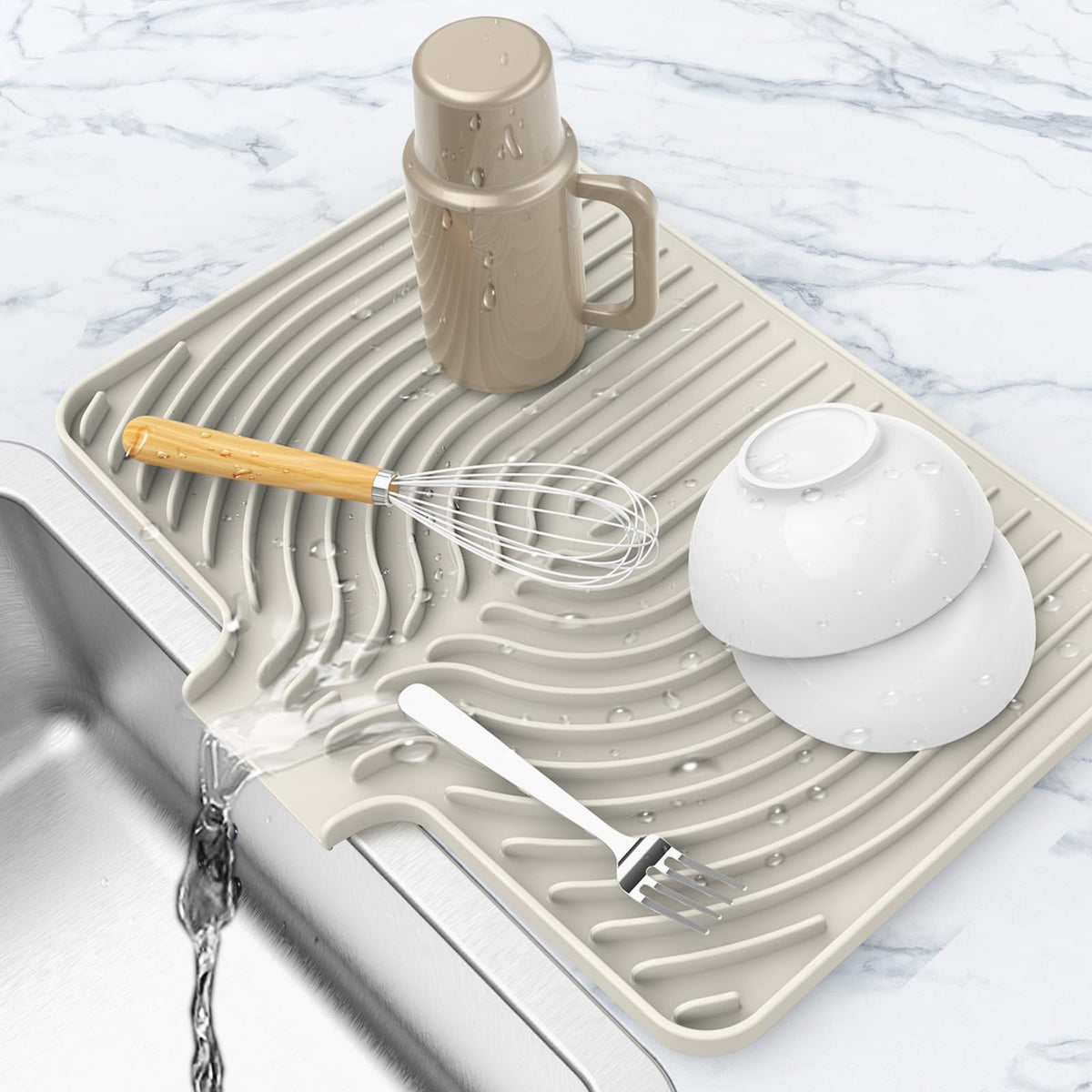 Dish drying mats for kitchen counter