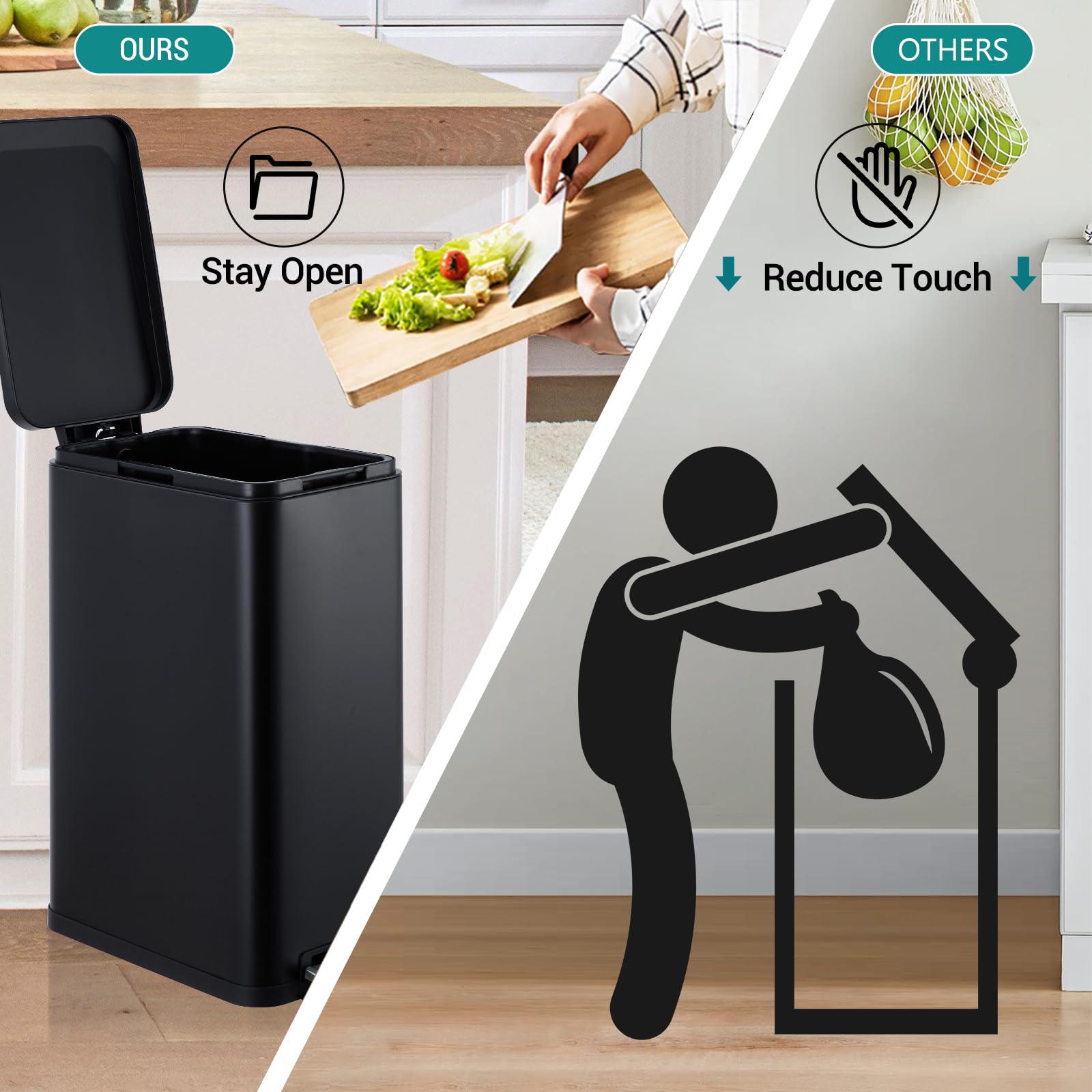 13.2 Gallon 50L Kitchen Trash Can