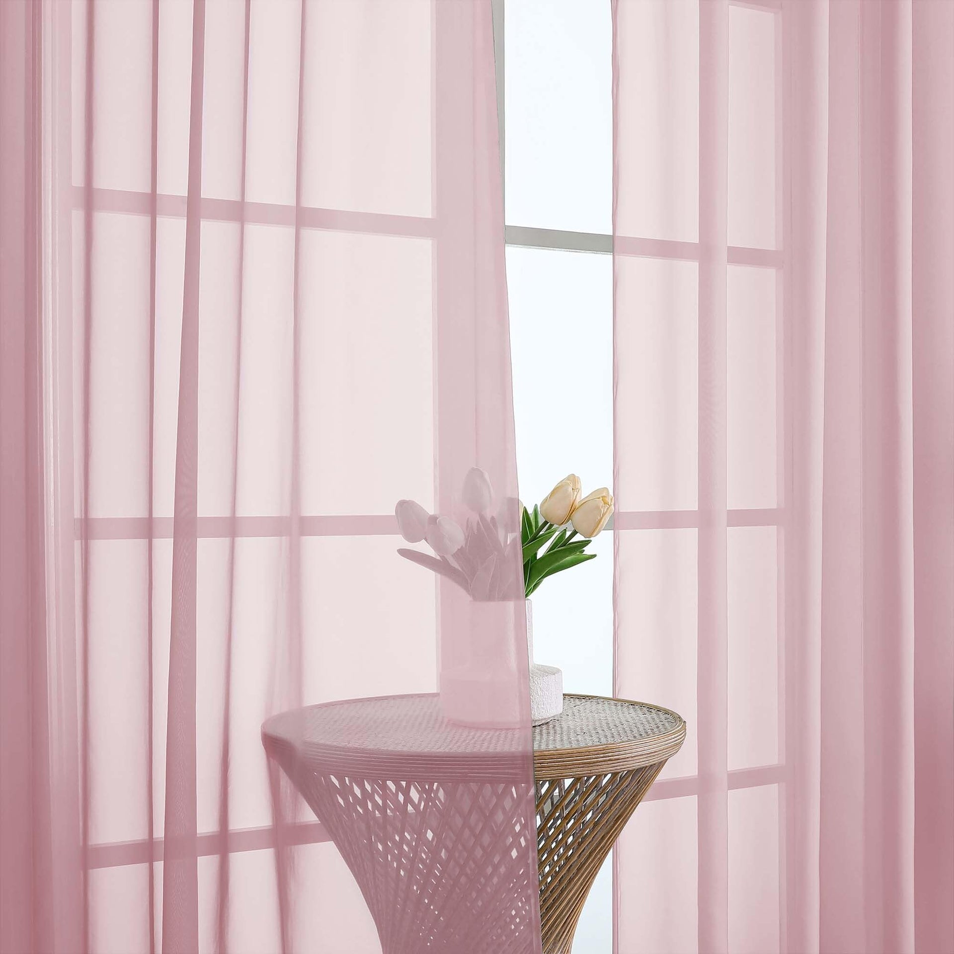 Blush Pink Sheer Curtains 63 Inches Long 2 Panels (2 Count)