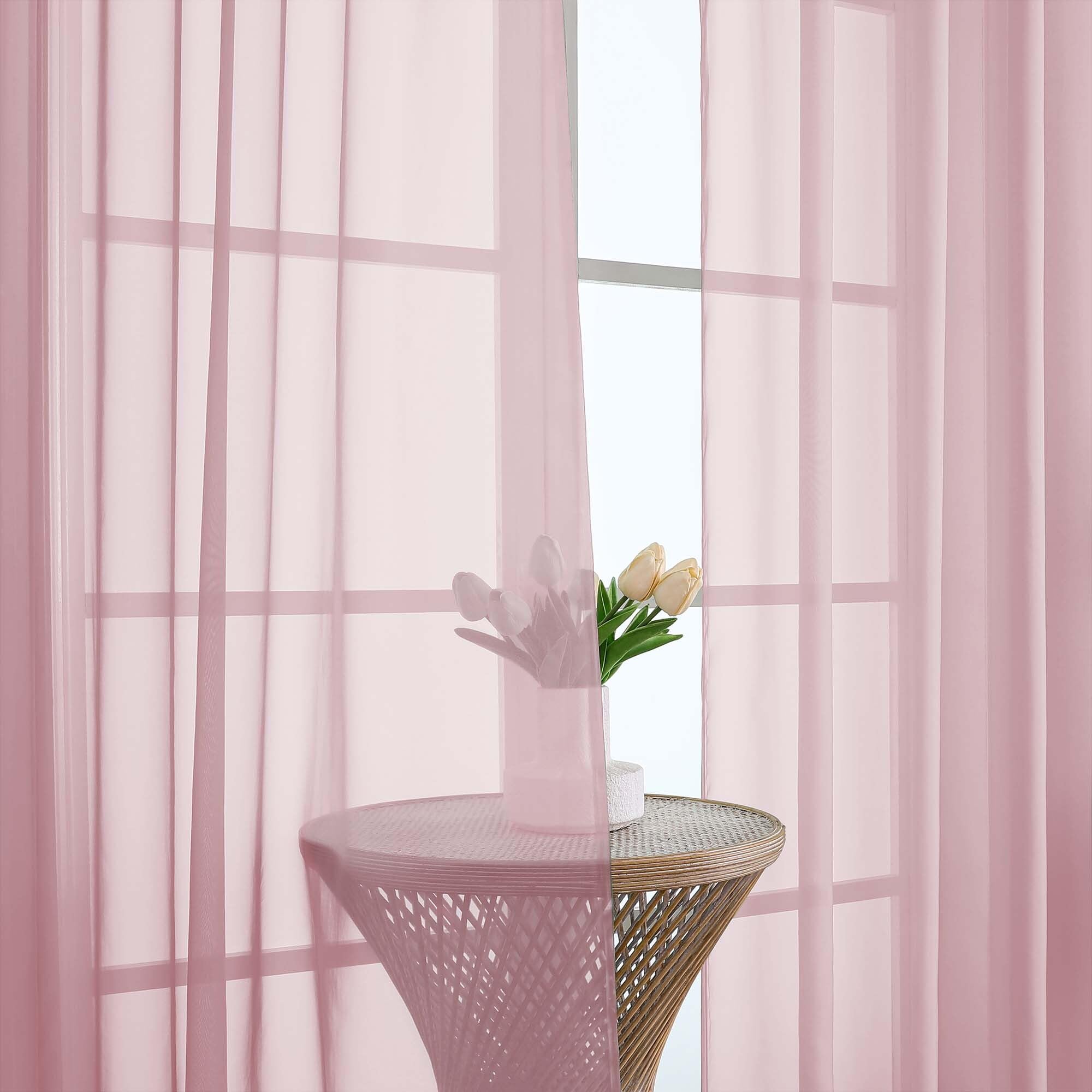 Blush Pink Sheer Curtains 84 Inches Long 2 Panels (2 Count)