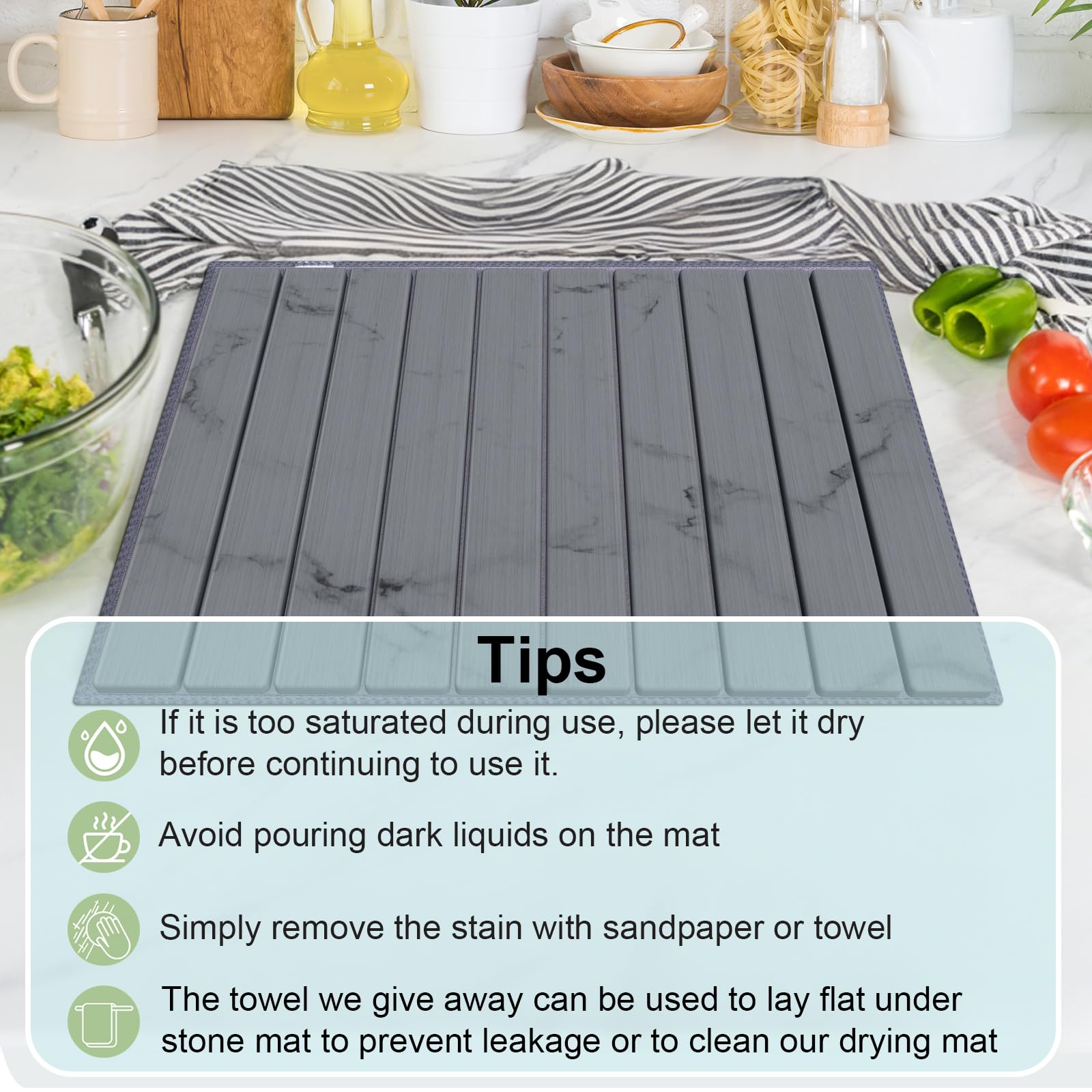 Stone Dish Drying Mat for Kitchen Counter