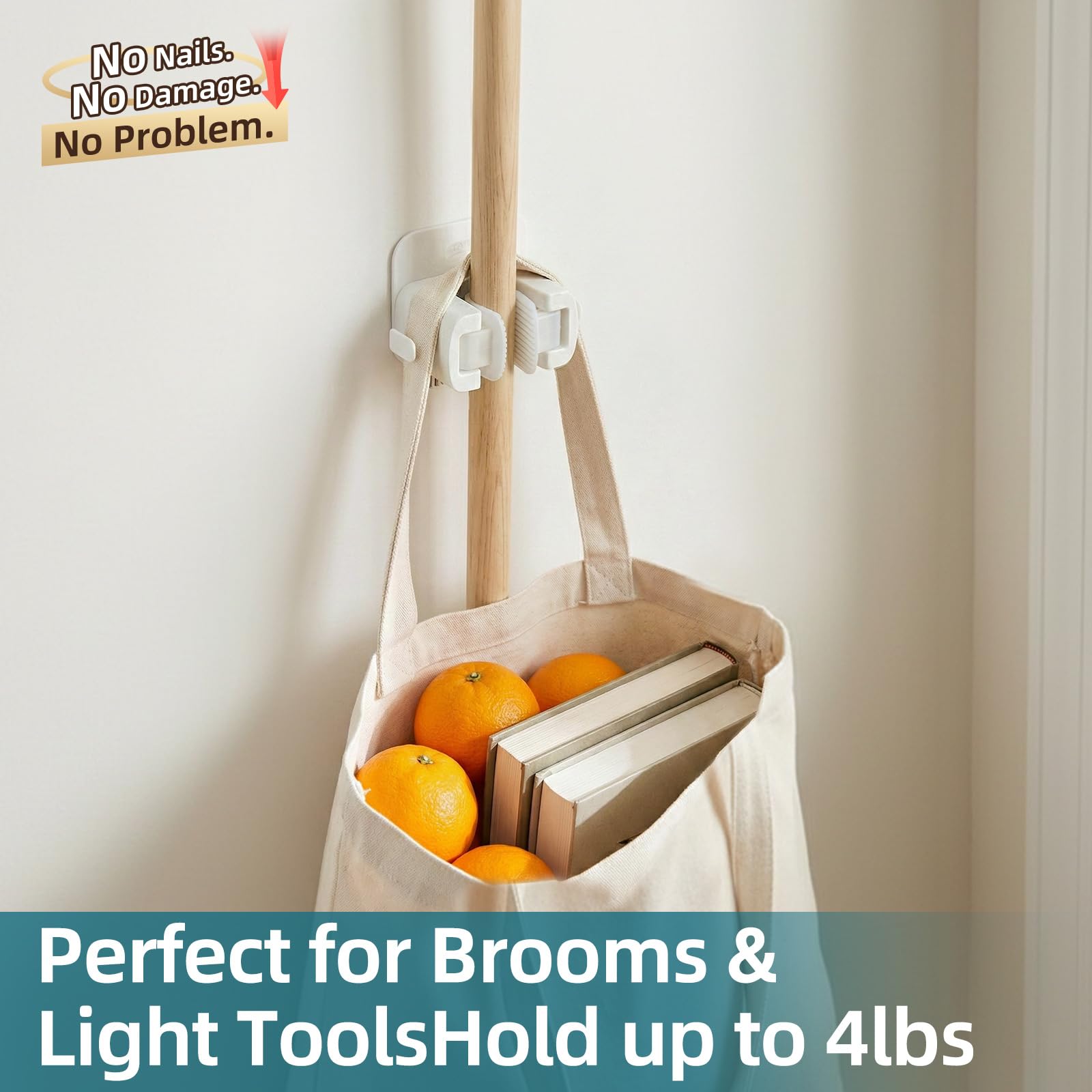 Mop and Broom Holder Wall Mount Grippers (3 Count)
