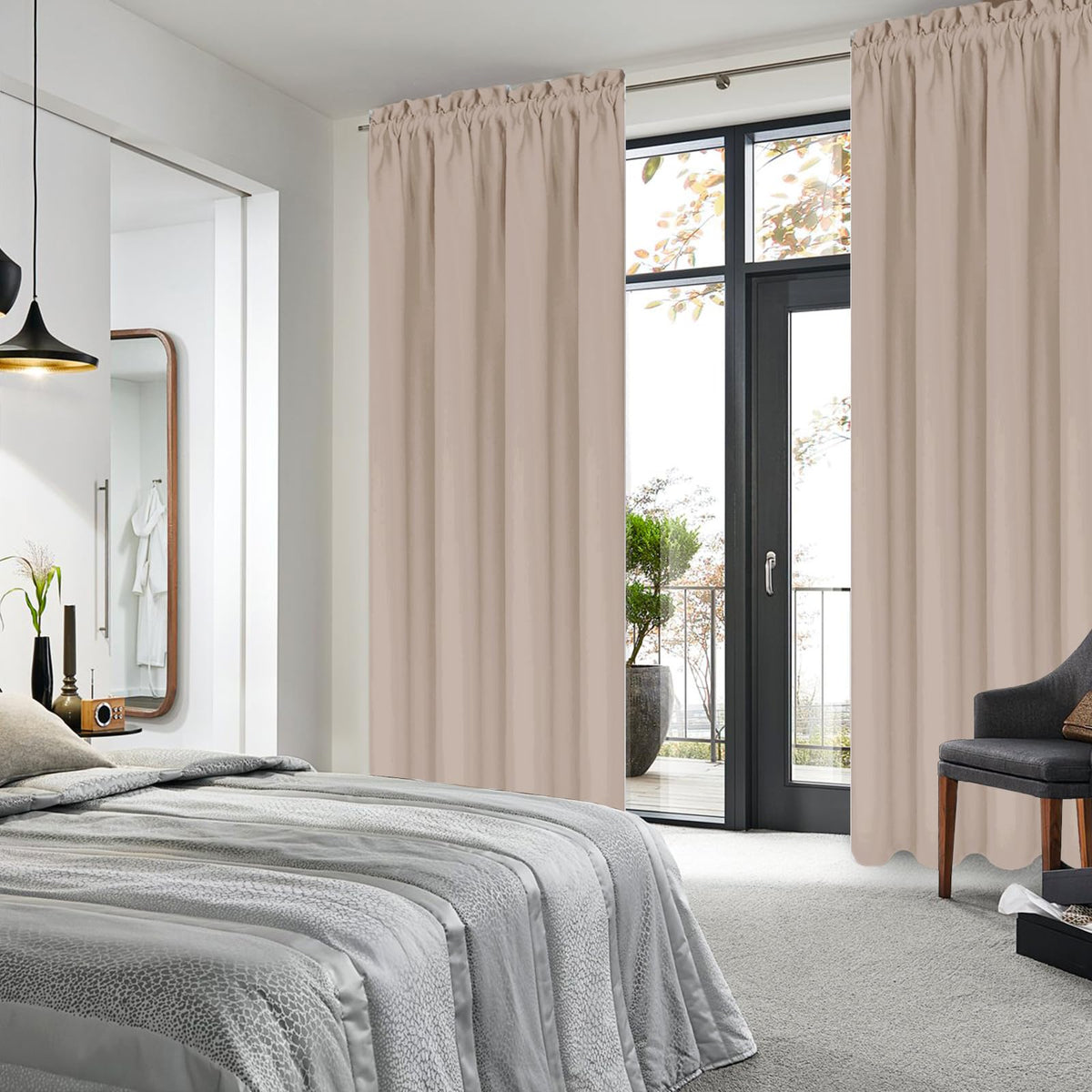 Blackout Curtains for Bedroom Living Room 42 x 84 Inch Long Camel (2 Count)