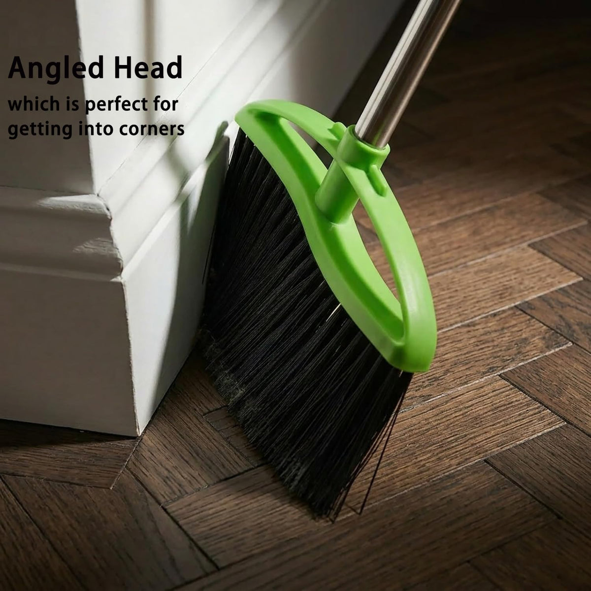 Soft Bristles Green Angle Broom and Dustpan Set