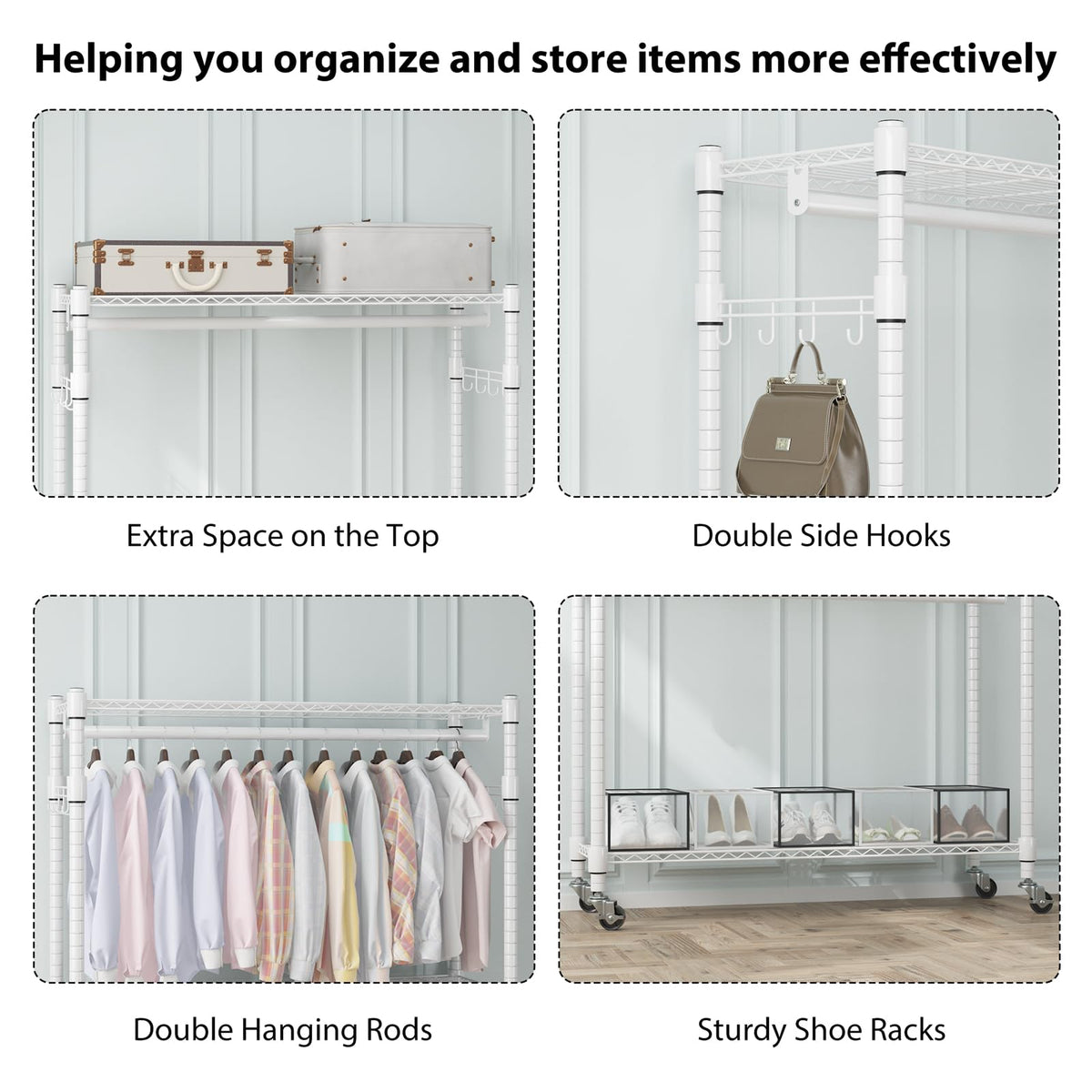 3 Tier Heavy Duty Garment Rack with Wheels