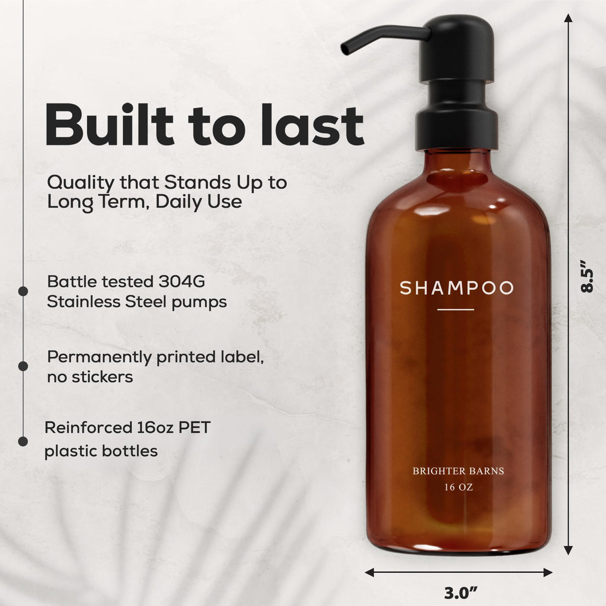 Amber Shampoo and Conditioner Dispenser Set by Brighter Barns (3 Count)