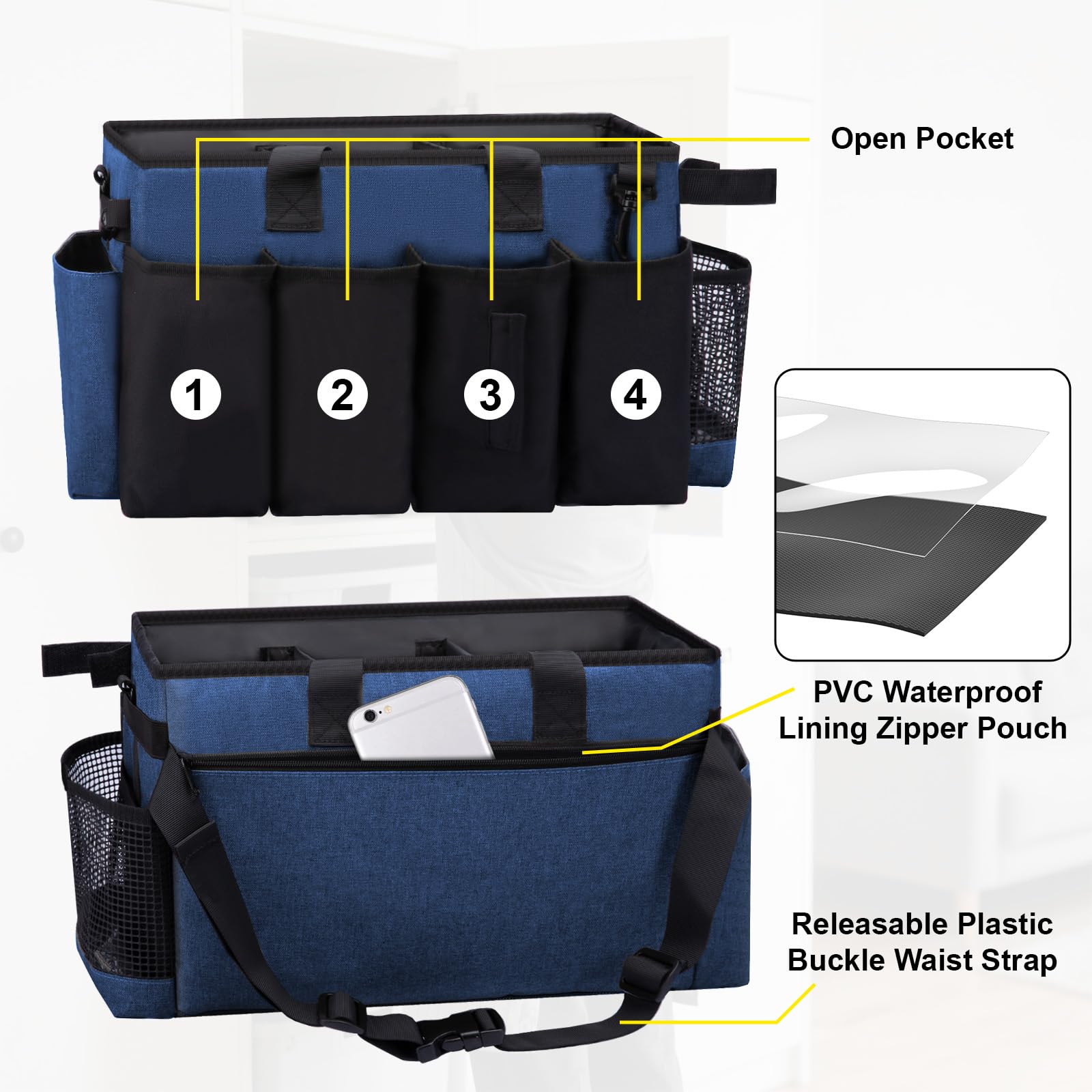 Wearable Large Cleaning Caddy Bag for Housekeepers