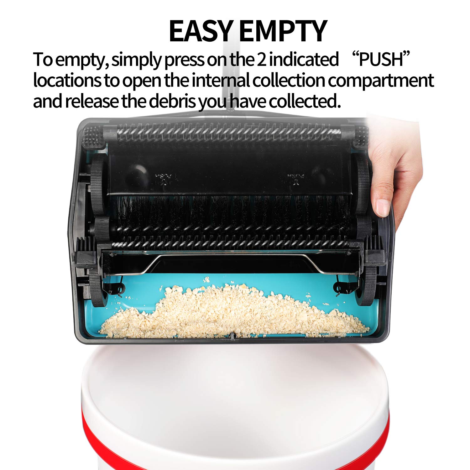 Carpet Sweeper Cleaner Manual Household Sweeper Lightweight Blue