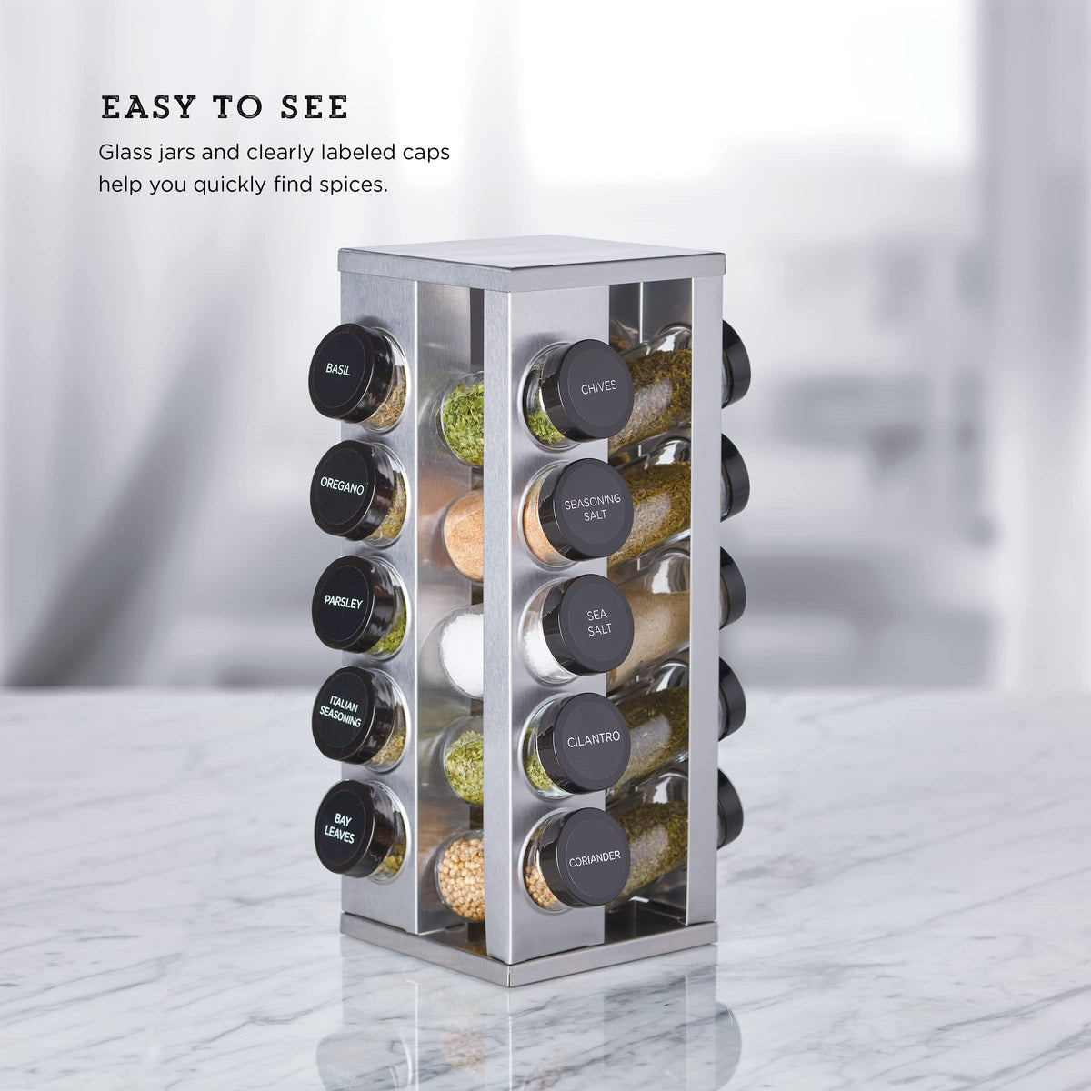 20 Jar Heritage Revolving Countertop Spice Rack Organizer with Spices Included