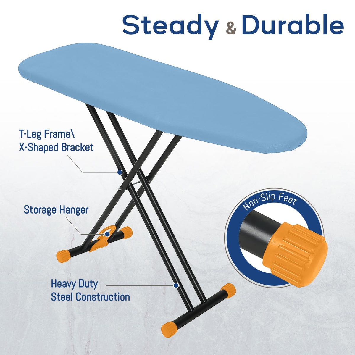Compact Full Size Ironing Board 43x13 Blue