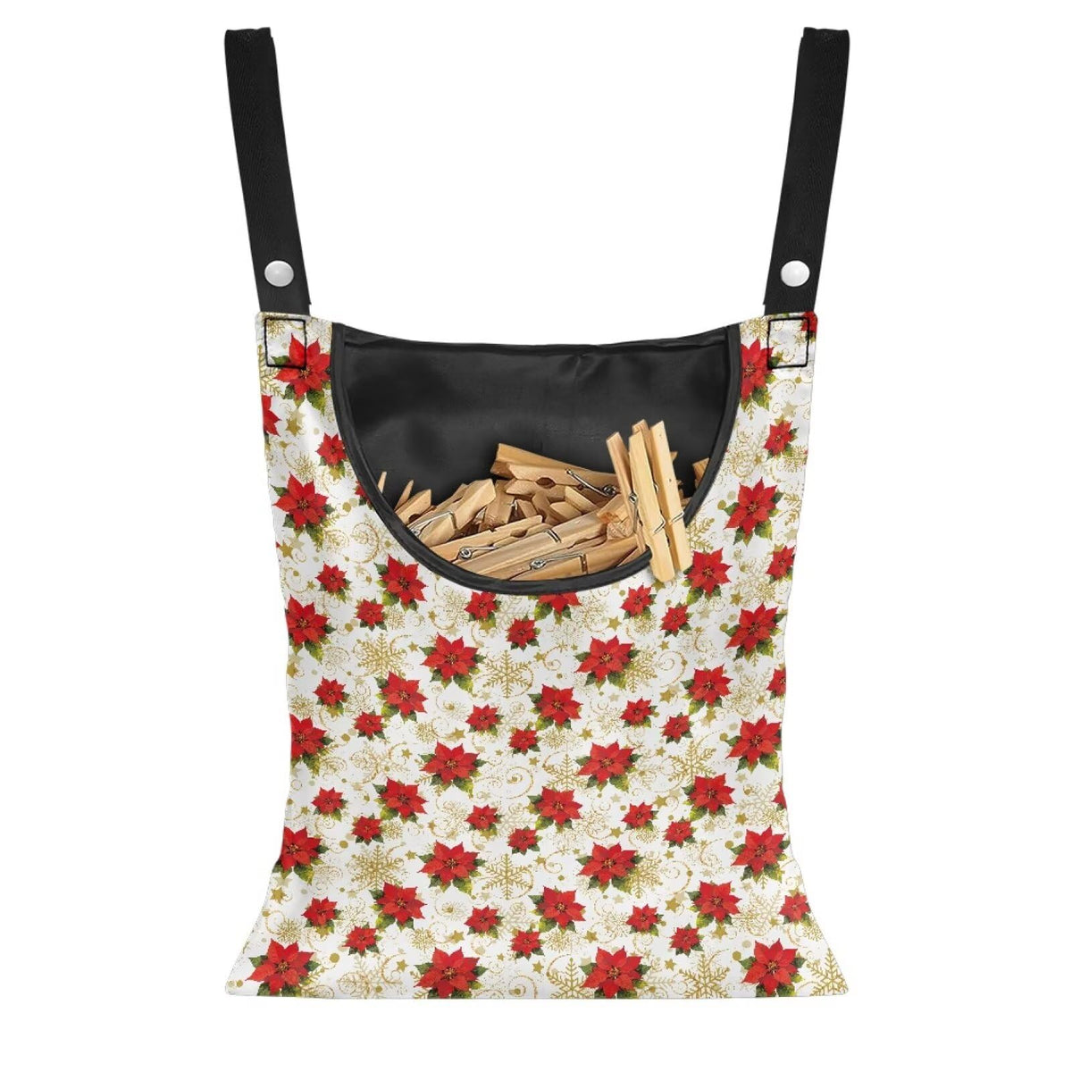 Red Floral Clothes Pin Storage Bag