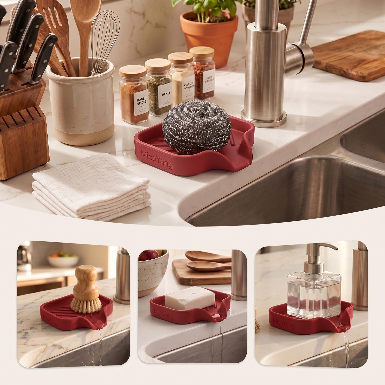 Silicone Soap Dish with Drain Spout