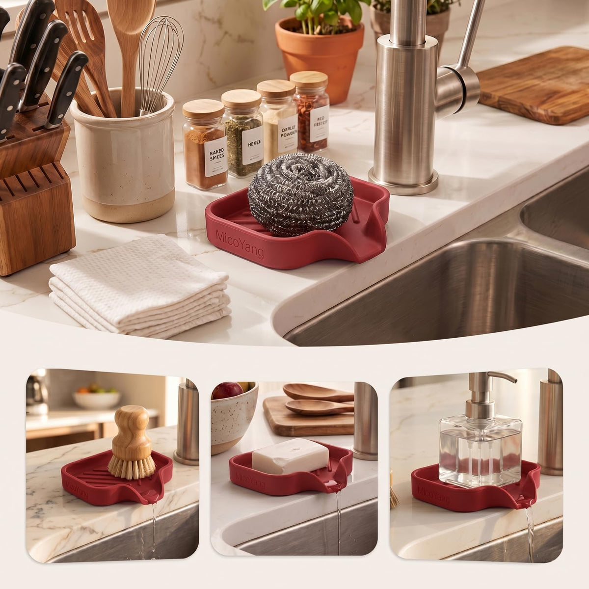 Silicone Soap Dish with Drain Spout