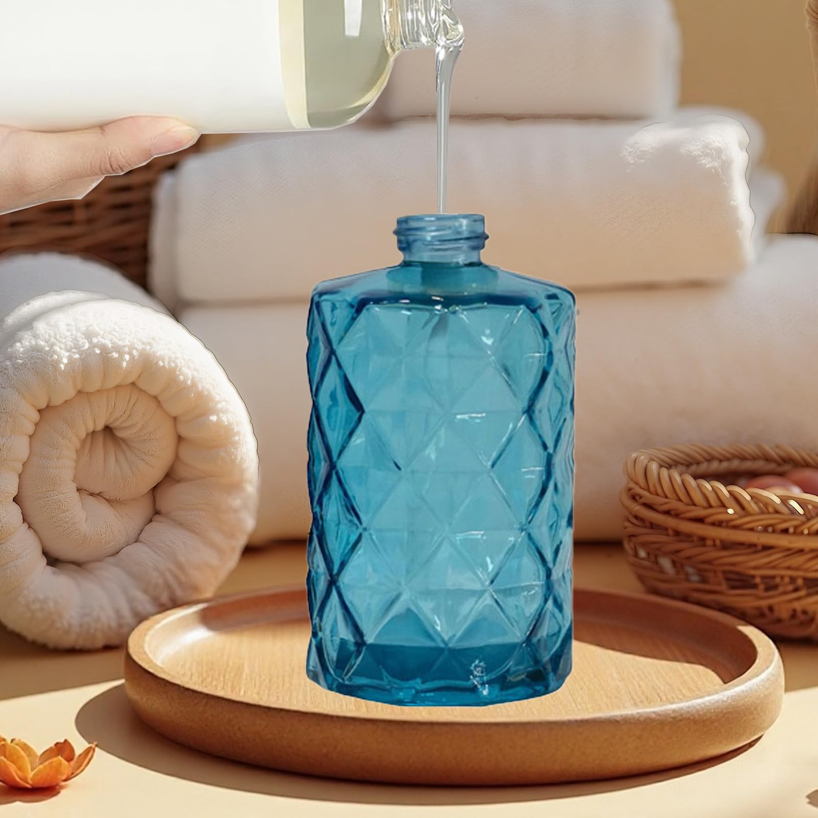 12Oz Blue Glass Soap Dispenser