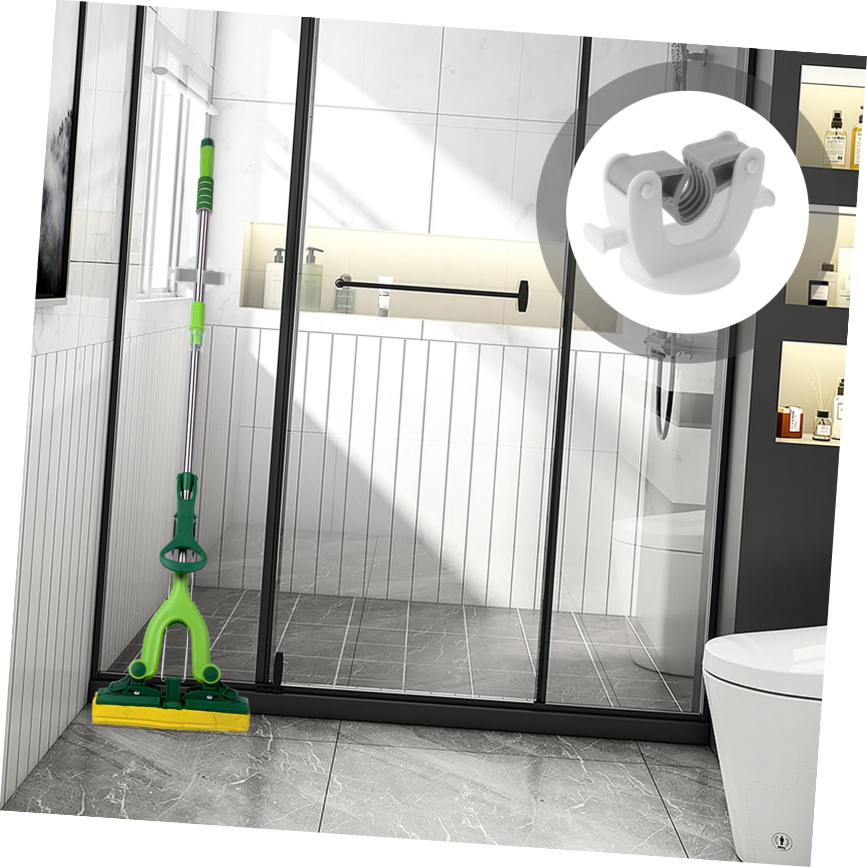 2pcs Mop Broom Organizer Wall Mount Gripper Self Adhesive Broom Holder for Kitchen