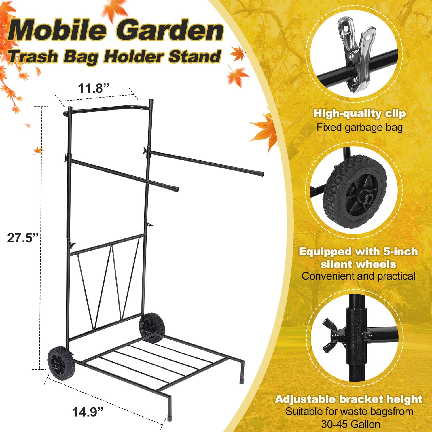 Portable Trash Bag Holder with Wheel