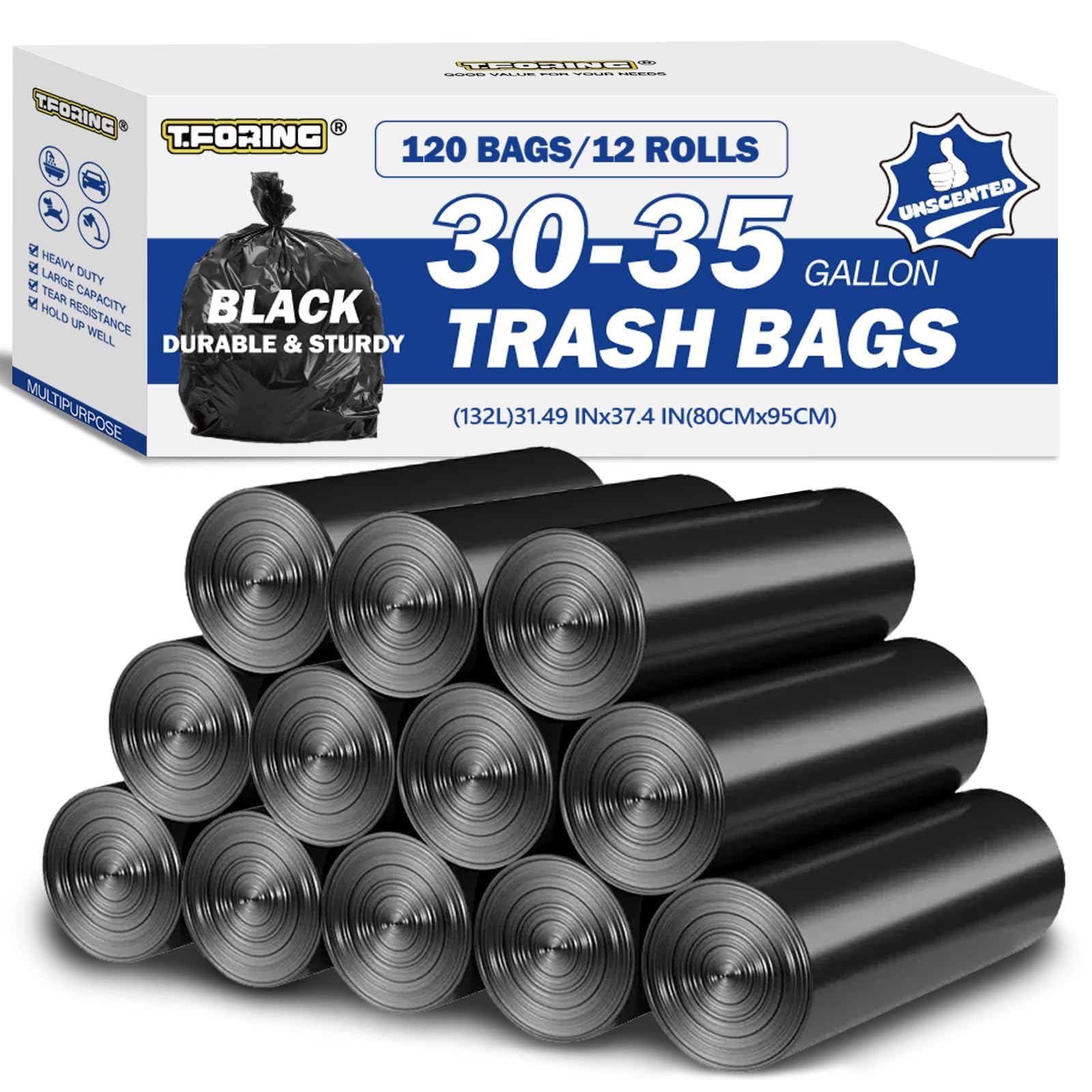 30 35 Gallon Trash Bags Unscented (120 Count)