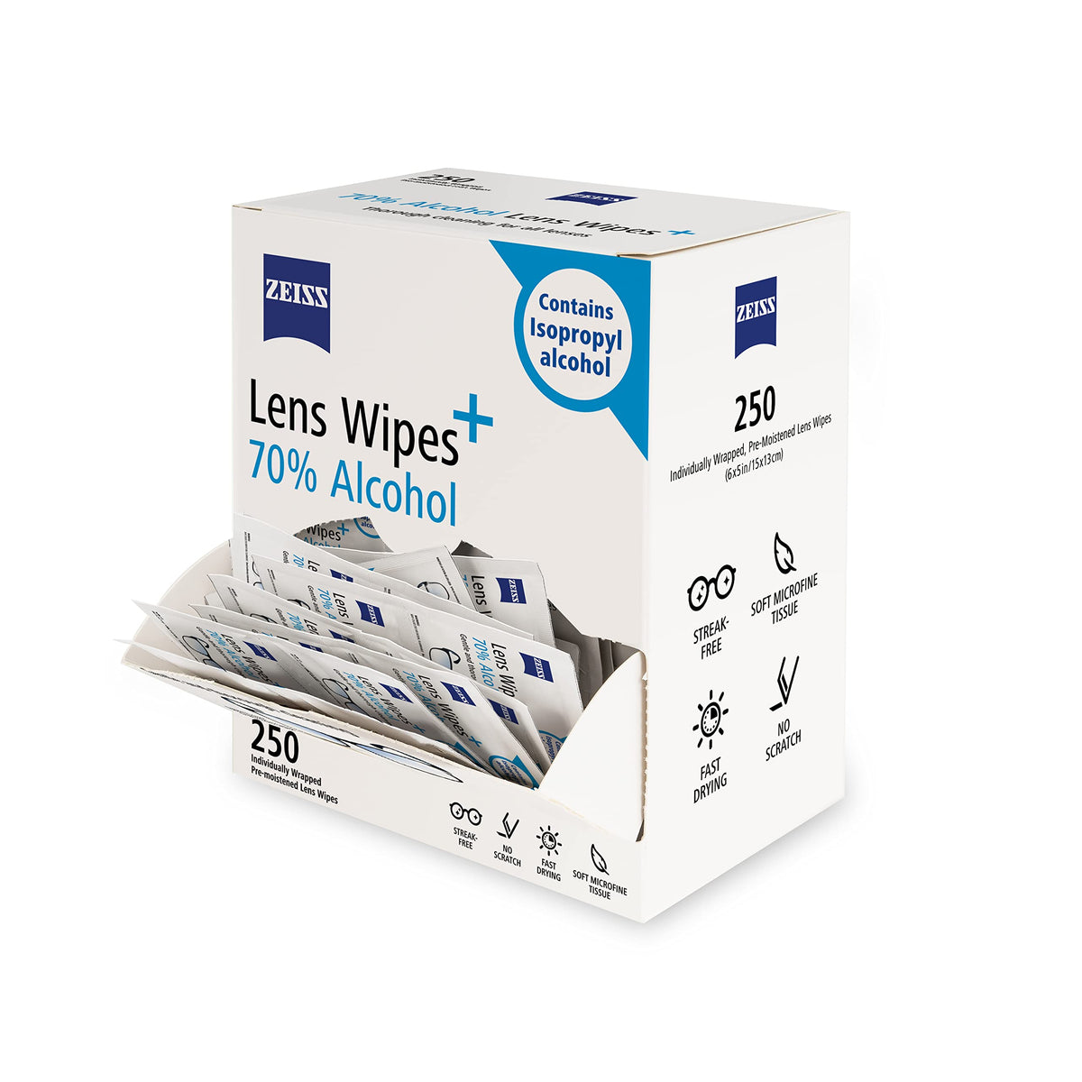 Pre Moistened Lens Cleaning Wipes with 70% Alcohol (250 Count) - ModHome Supplies