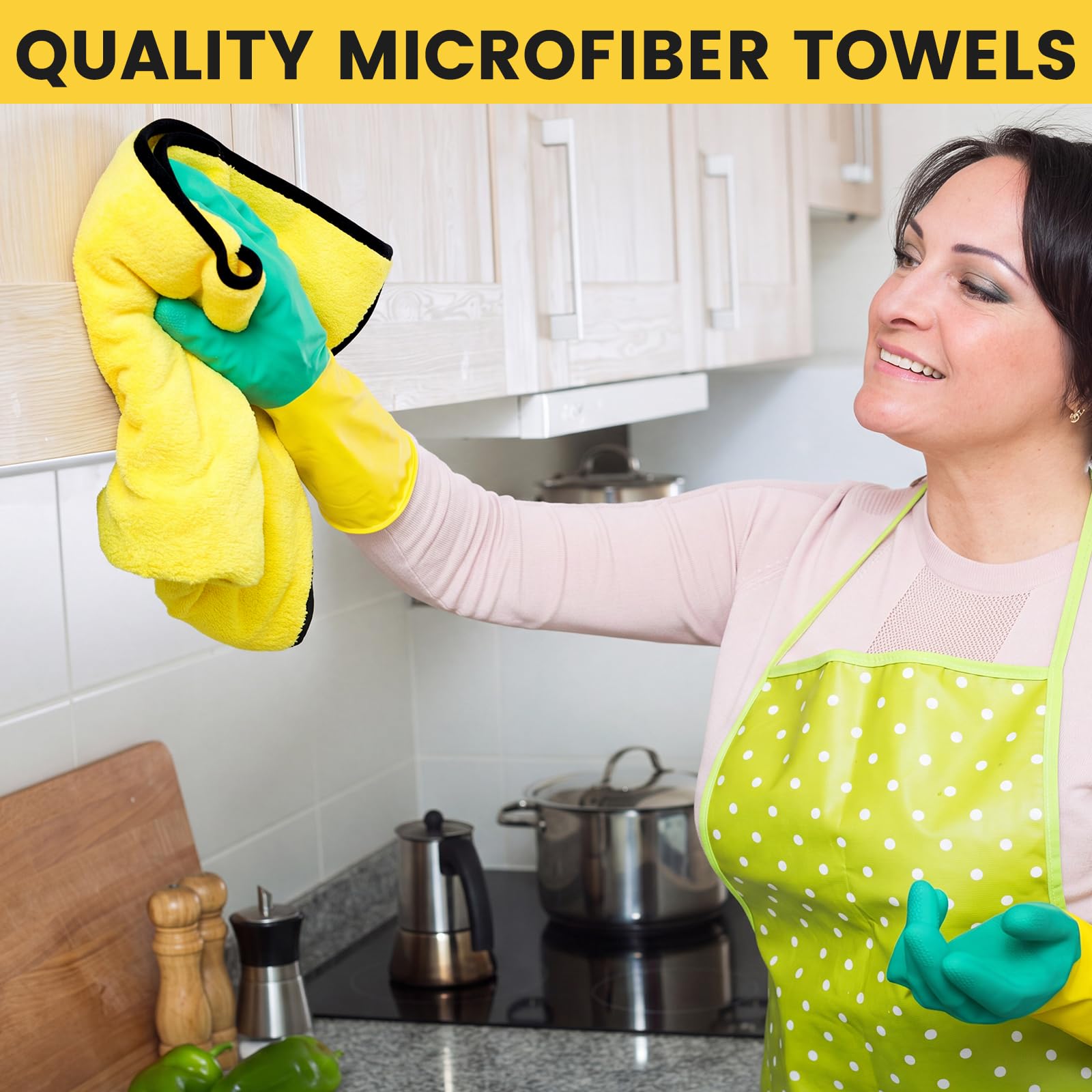 6 Pcs Yellow Microfiber Towels (6 Count)