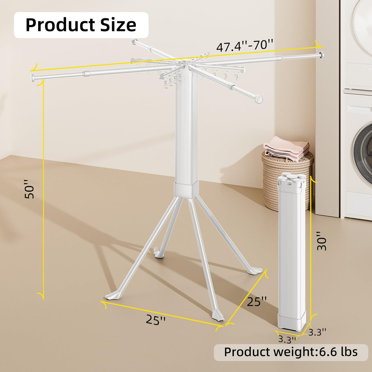 Clothes Drying Rack Foldable Extending Laundry Rack with 16 Clips Collapsible Clothing Rack Space
