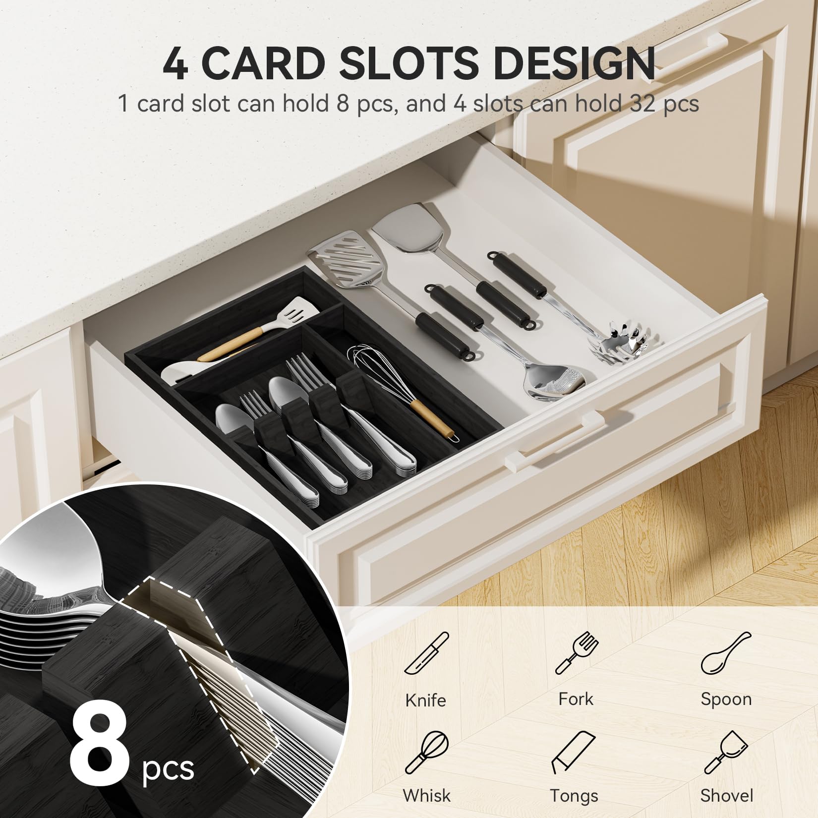 Bamboo Silverware Organizer