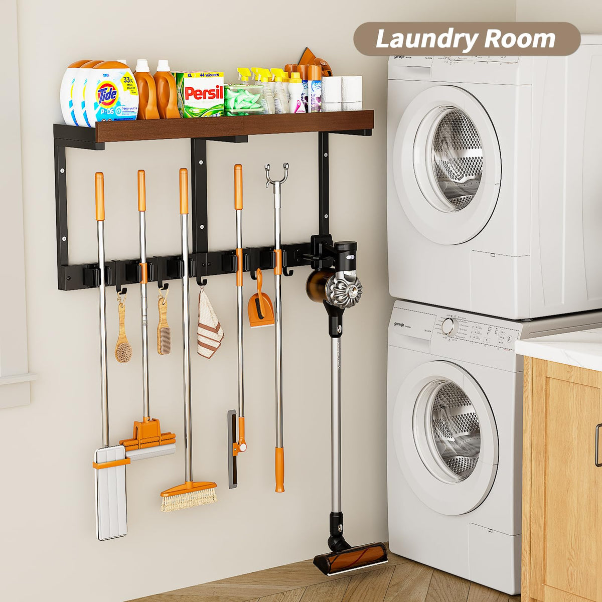 Broom and Mop Organizer Wall Hanging