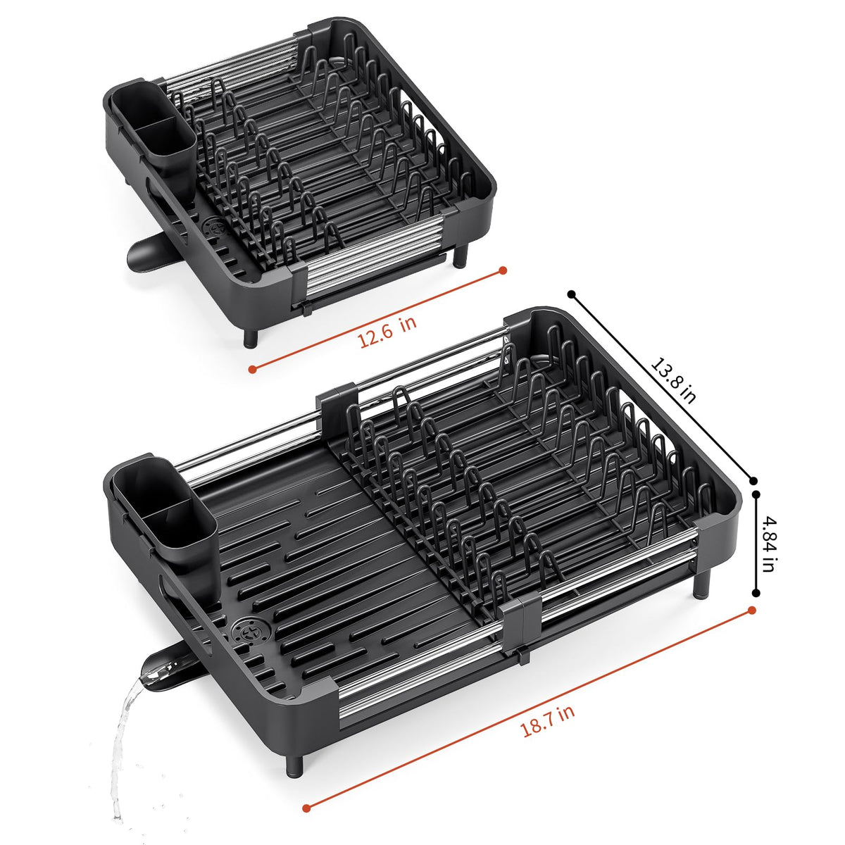 Expandable Dish Drying Rack with Cutlery Holder