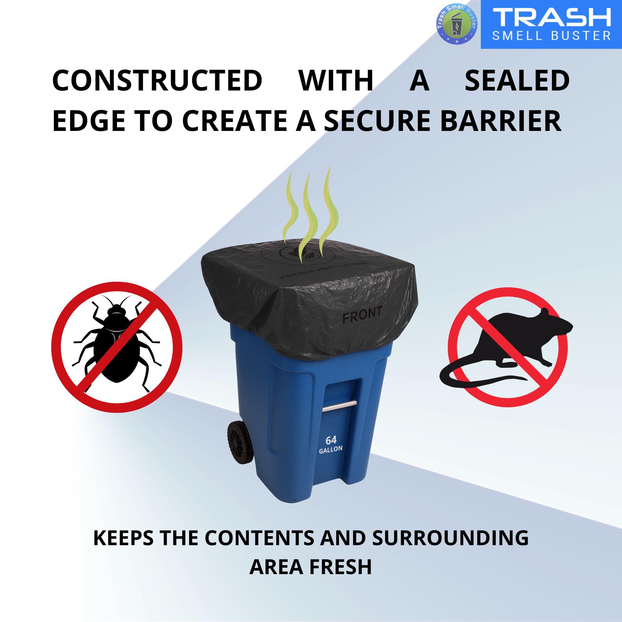 Trash Can Smell Eliminator Cover Odor Eliminating Bag Lemon Scented Durable Chemical Free 64 Gallon 3 Pack (3 Count)