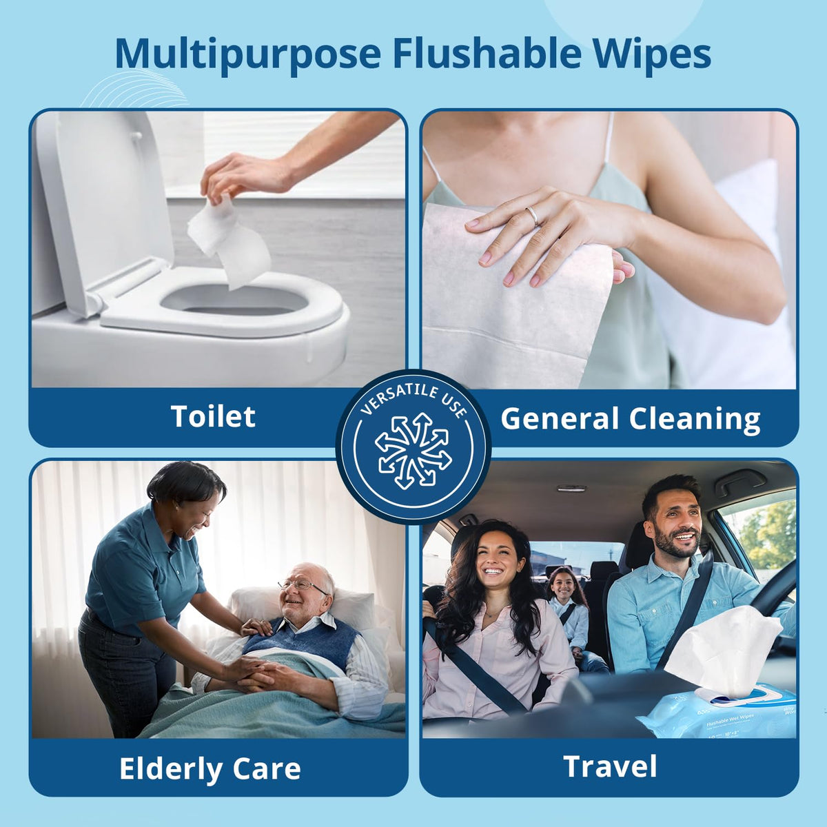 Flushable Wipes for Adults (144 Count)