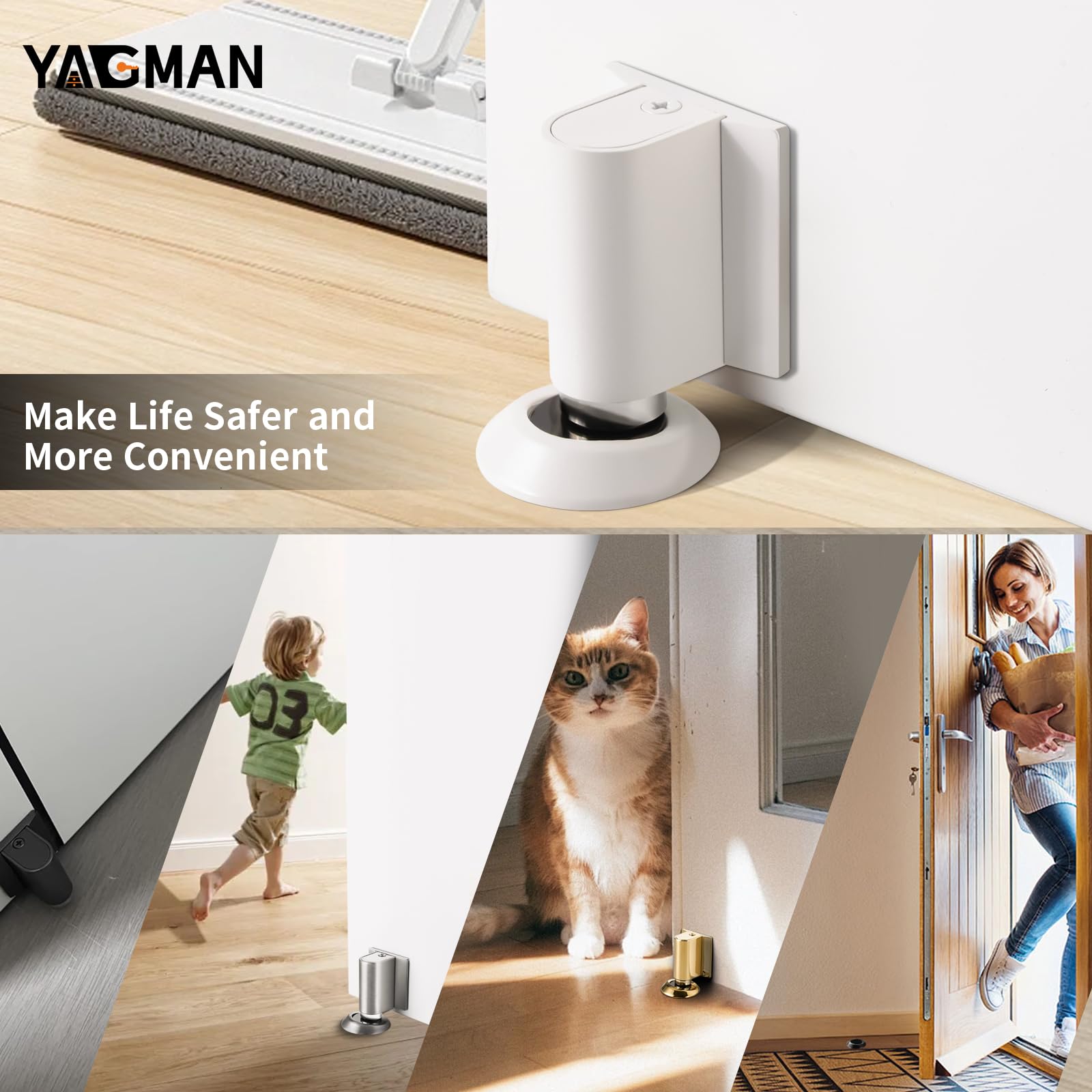 3 Pack Magnetic Door Stopper Floor Mount (3 Count)